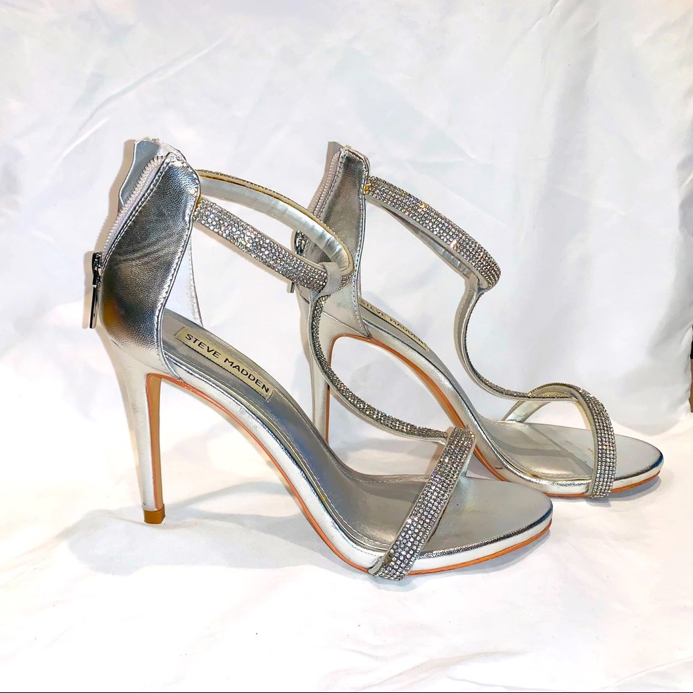 Steve Madden silver rhinestone heels